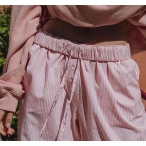 Daily Drills Poplin Resort Pants Dusty Rose and White Stripes XS/S